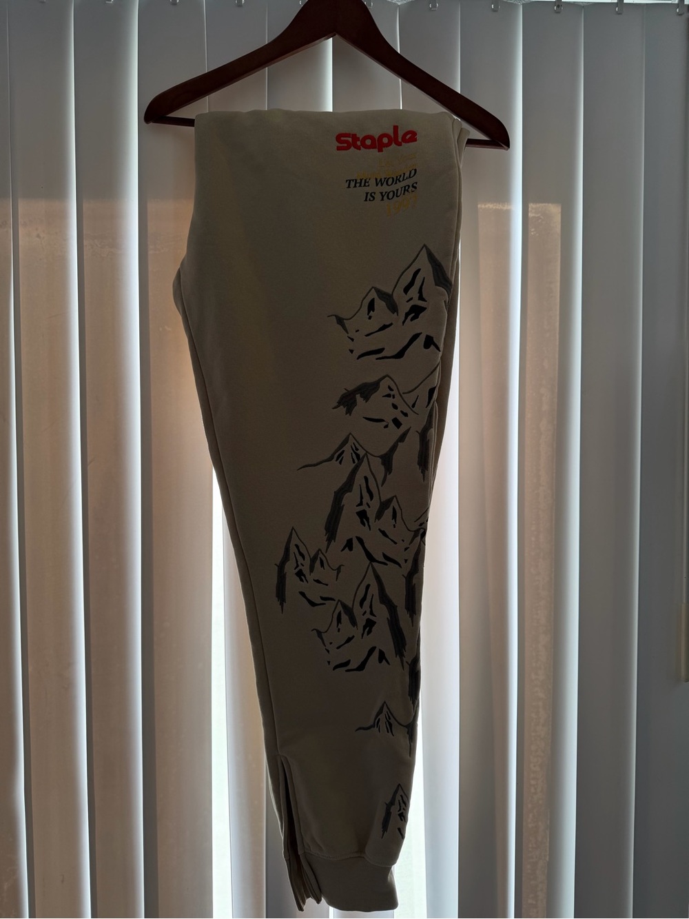 Staple Men's Light Gray Graphic Sweatpants - Mountain Print